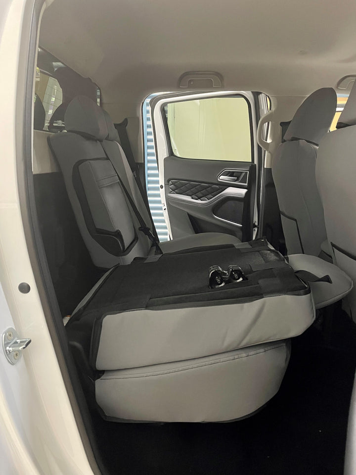 cannon x dual cab rear canvas seat covers with fold down backrest