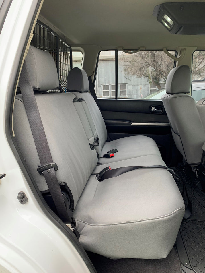 GU Y61 Nissan Patrol ST light grey denim seat covers - middle row with armrests