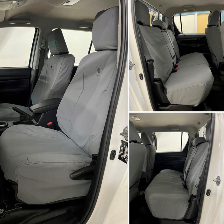 TOYOTA HILUX 8TH GEN SR & SR5 DUAL CAB CANVAS, DENIM, CAMO SEAT COVERS - 07/2015+