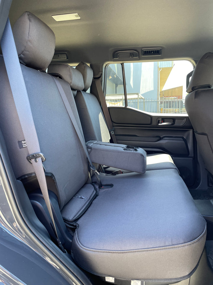 prado 250 series gxl middle row with armrest denim seat covers