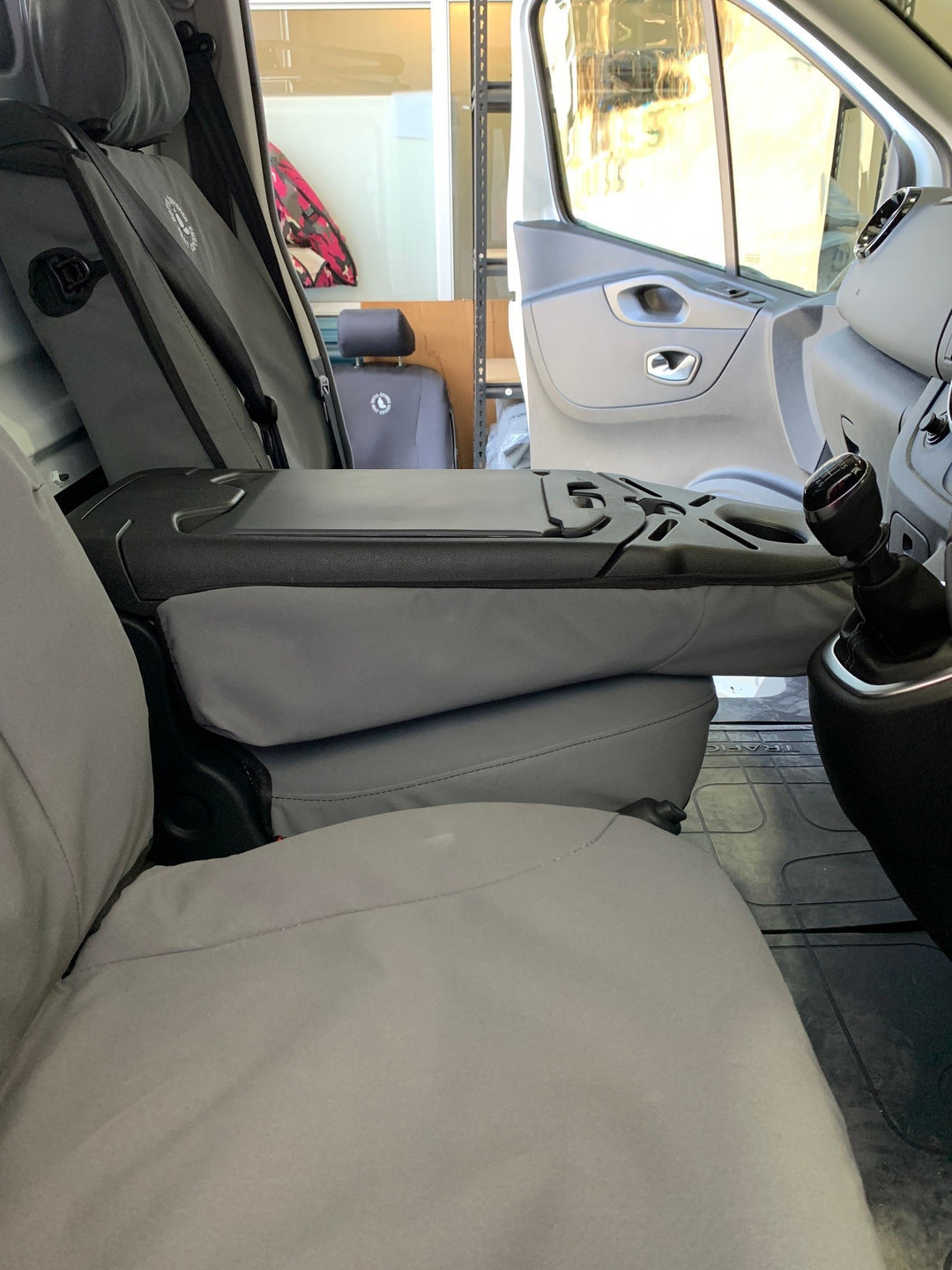 trafic van seat covers with fold down drinks tray